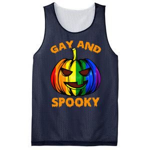 Gay And Spooky Halloween Rainbow Pumpkin LGBTQ+ Gay Lesbian Mesh Reversible Basketball Jersey Tank