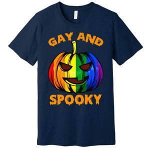 Gay And Spooky Halloween Rainbow Pumpkin LGBTQ+ Gay Lesbian Premium T-Shirt