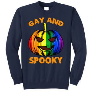 Gay And Spooky Halloween Rainbow Pumpkin LGBTQ+ Gay Lesbian Tall Sweatshirt