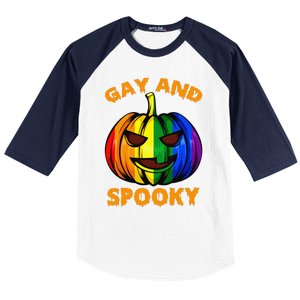 Gay And Spooky Halloween Rainbow Pumpkin LGBTQ+ Gay Lesbian Baseball Sleeve Shirt