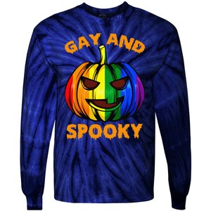 Gay And Spooky Halloween Rainbow Pumpkin LGBTQ+ Gay Lesbian Tie-Dye Long Sleeve Shirt