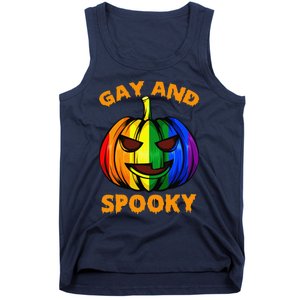 Gay And Spooky Halloween Rainbow Pumpkin LGBTQ+ Gay Lesbian Tank Top