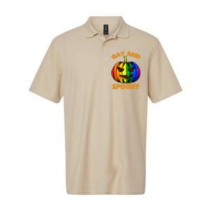 Gay And Spooky Halloween Rainbow Pumpkin LGBTQ+ Gay Lesbian Softstyle Adult Sport Polo