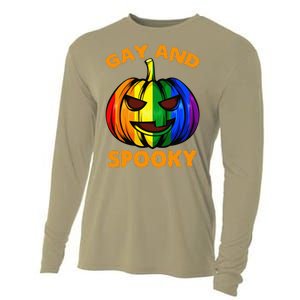 Gay And Spooky Halloween Rainbow Pumpkin LGBTQ+ Gay Lesbian Cooling Performance Long Sleeve Crew