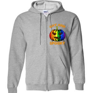 Gay And Spooky Halloween Rainbow Pumpkin LGBTQ+ Gay Lesbian Full Zip Hoodie