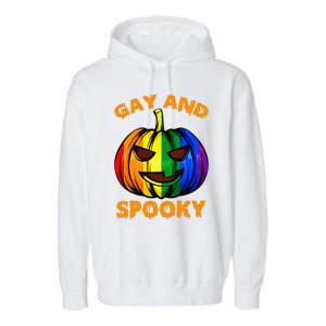 Gay And Spooky Halloween Rainbow Pumpkin LGBTQ+ Gay Lesbian Garment-Dyed Fleece Hoodie