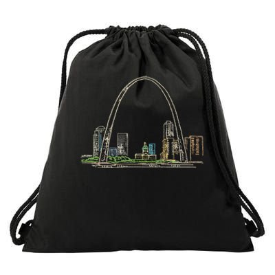 Gateway Arch St Louis Drawstring Bag