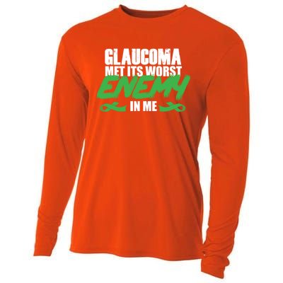 Glaucoma Awareness Survivor Therapy Warrior Meaningful Gift Cooling Performance Long Sleeve Crew