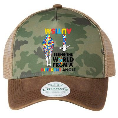 Giraffe Autism Seeing The World From A Different Angle Gift Legacy Tie Dye Trucker Hat