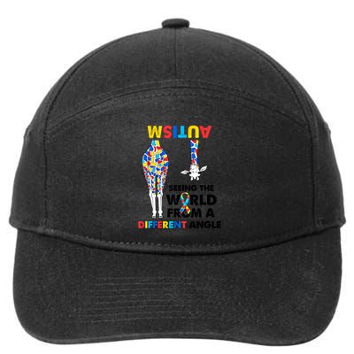 Giraffe Autism Seeing The World From A Different Angle Gift 7-Panel Snapback Hat
