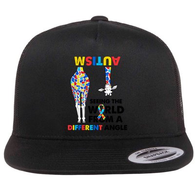 Giraffe Autism Seeing The World From A Different Angle Gift Flatbill Hat