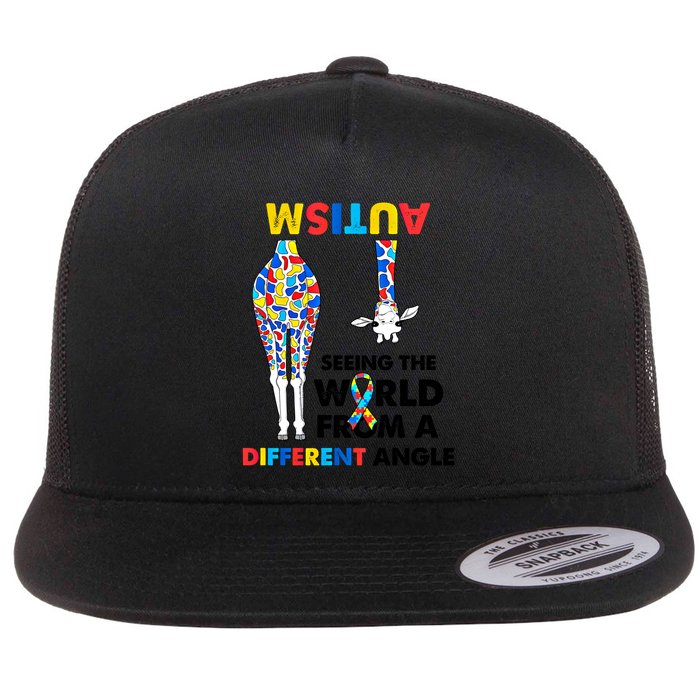 Giraffe Autism Seeing The World From A Different Angle Gift Flat Bill Trucker Hat