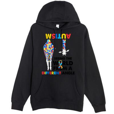 Giraffe Autism Seeing The World From A Different Angle Gift Premium Pullover Hoodie