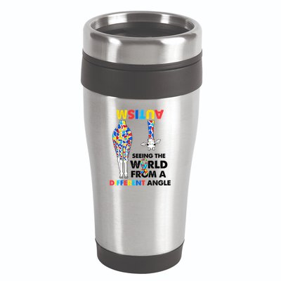 Giraffe Autism Seeing The World From A Different Angle Gift 16oz Travel Tumbler
