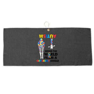 Giraffe Autism Seeing The World From A Different Angle Gift Large Microfiber Waffle Golf Towel