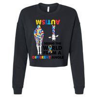 Giraffe Autism Seeing The World From A Different Angle Gift Cropped Pullover Crew