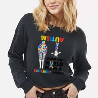 Giraffe Autism Seeing The World From A Different Angle Gift Cropped Pullover Crew
