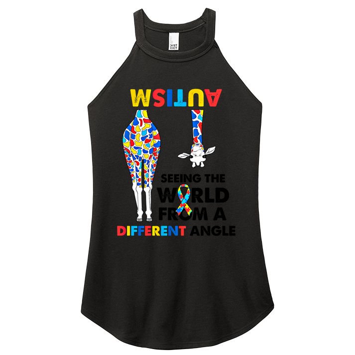 Giraffe Autism Seeing The World From A Different Angle Gift Women's Perfect Tri Rocker Tank