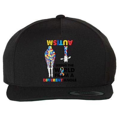 Giraffe Autism Seeing The World From A Different Angle Gift Wool Snapback Cap