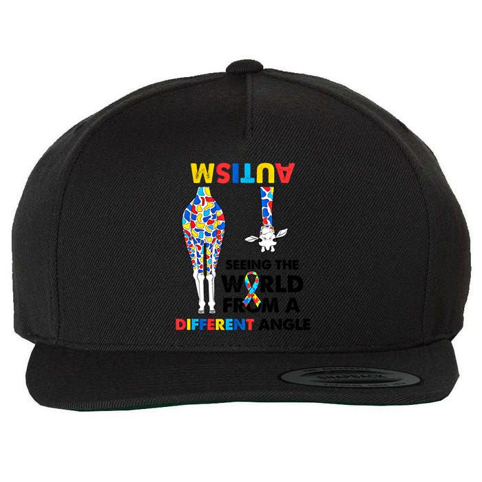 Giraffe Autism Seeing The World From A Different Angle Gift Wool Snapback Cap