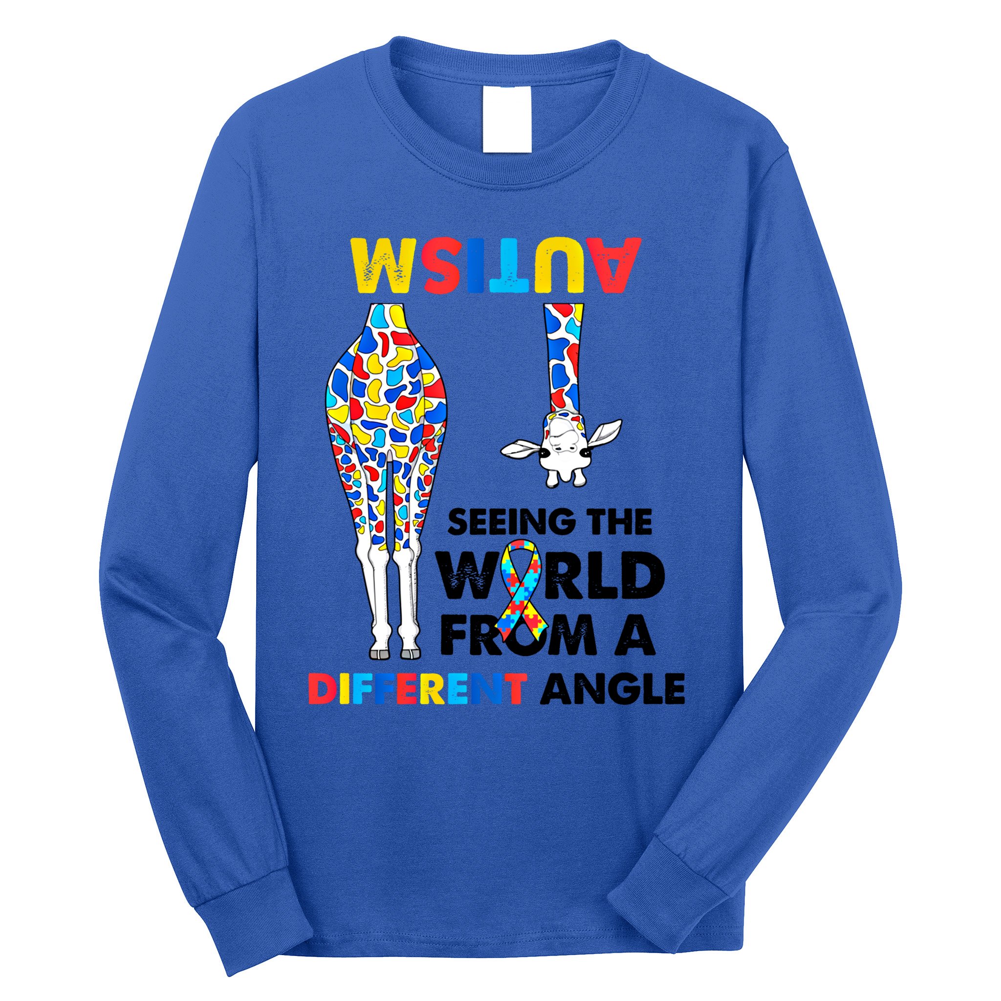 Giraffe Autism Seeing The World From A Different Angle Gift Long Sleeve Shirt