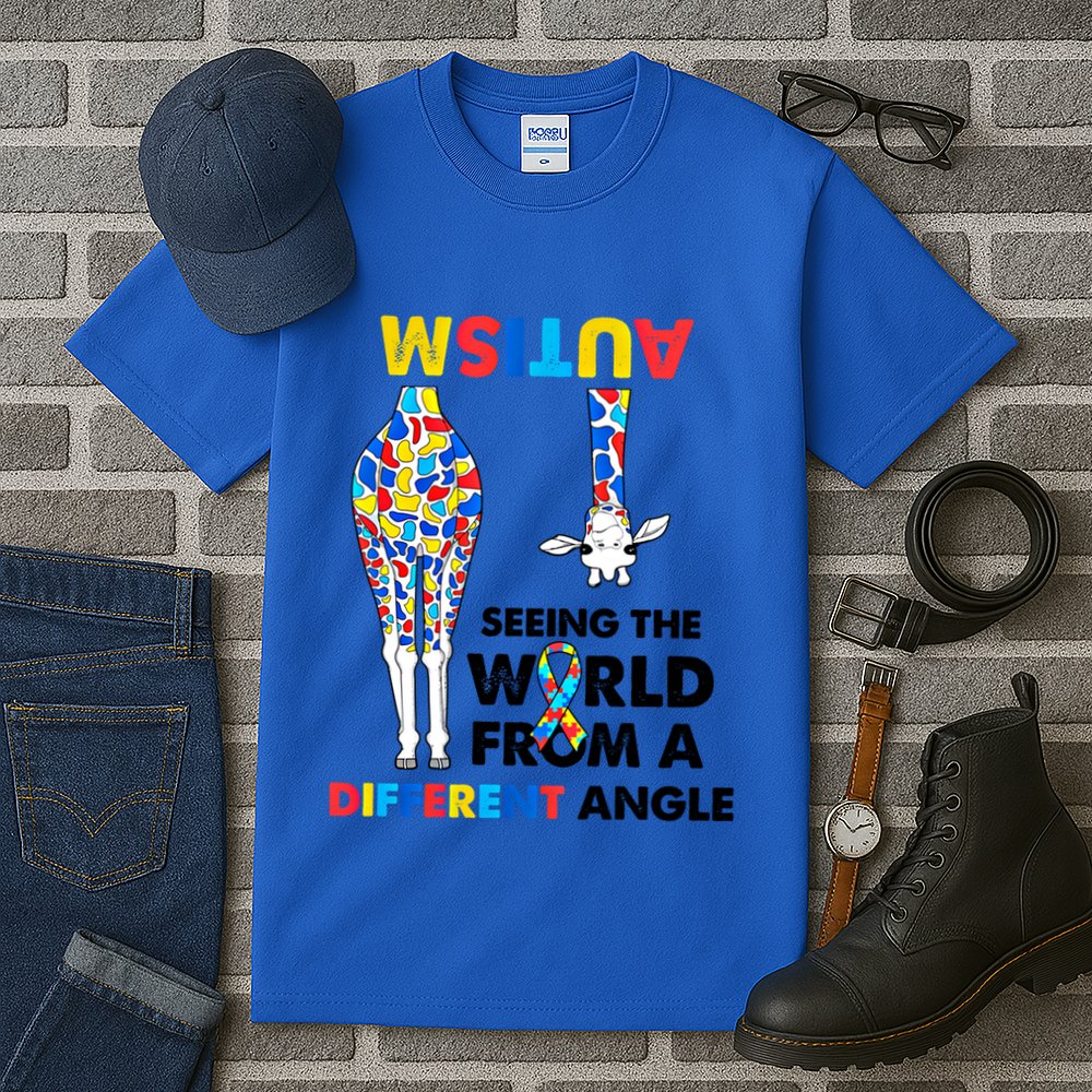 Giraffe Autism Seeing The World From A Different Angle Gift Tall T-Shirt