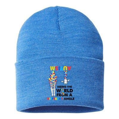 Giraffe Autism Seeing The World From A Different Angle Gift Sustainable Knit Beanie