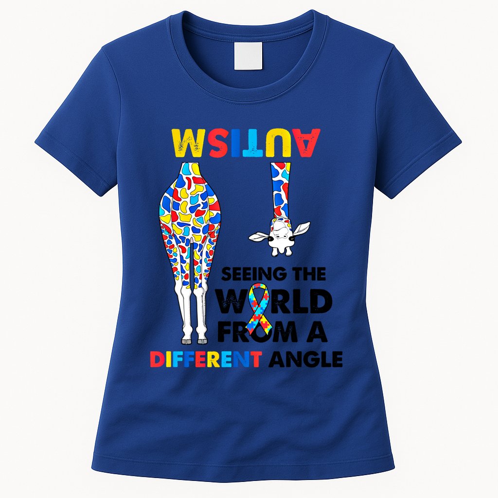 Giraffe Autism Seeing The World From A Different Angle Gift Womens T-Shirt