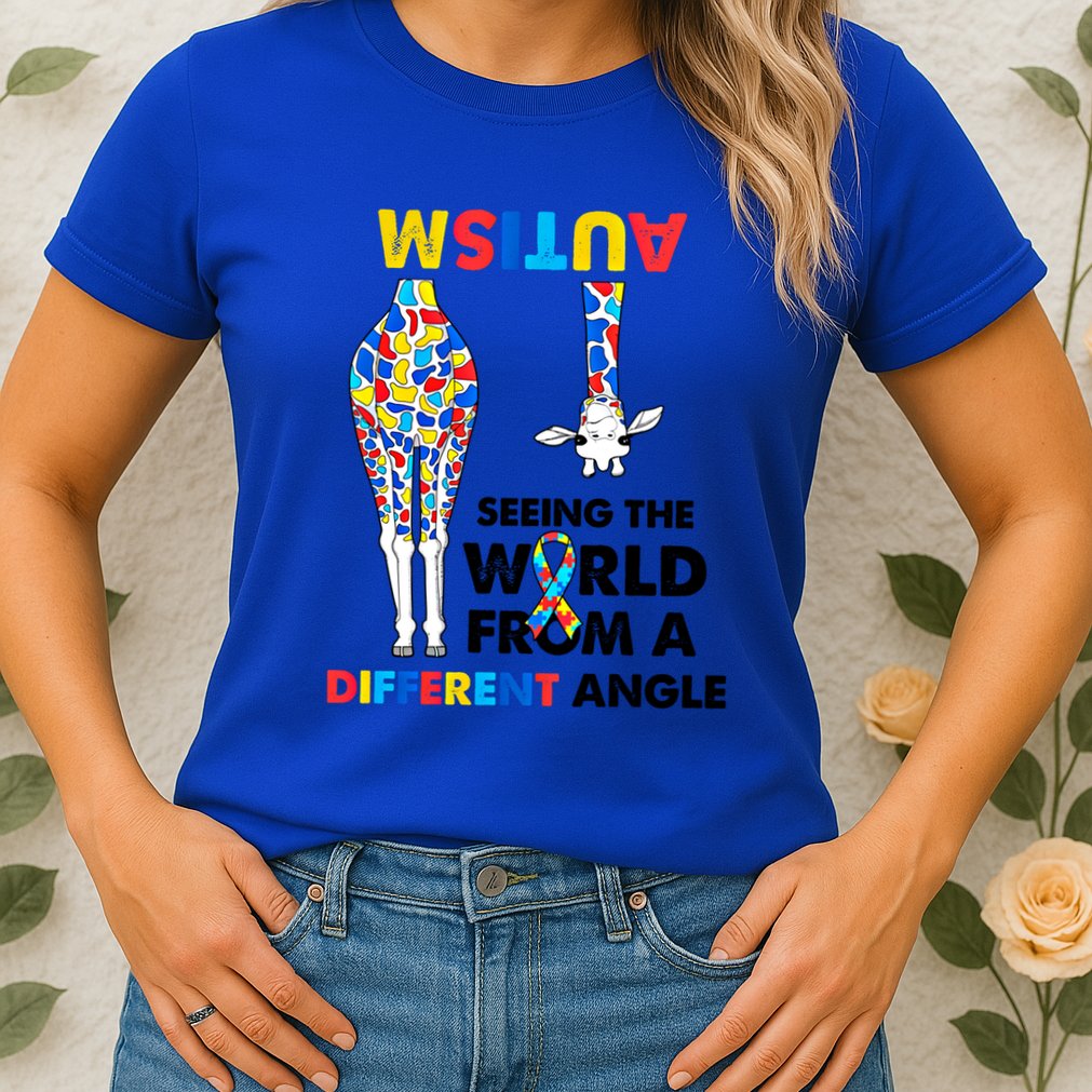 Giraffe Autism Seeing The World From A Different Angle Gift Womens T-Shirt