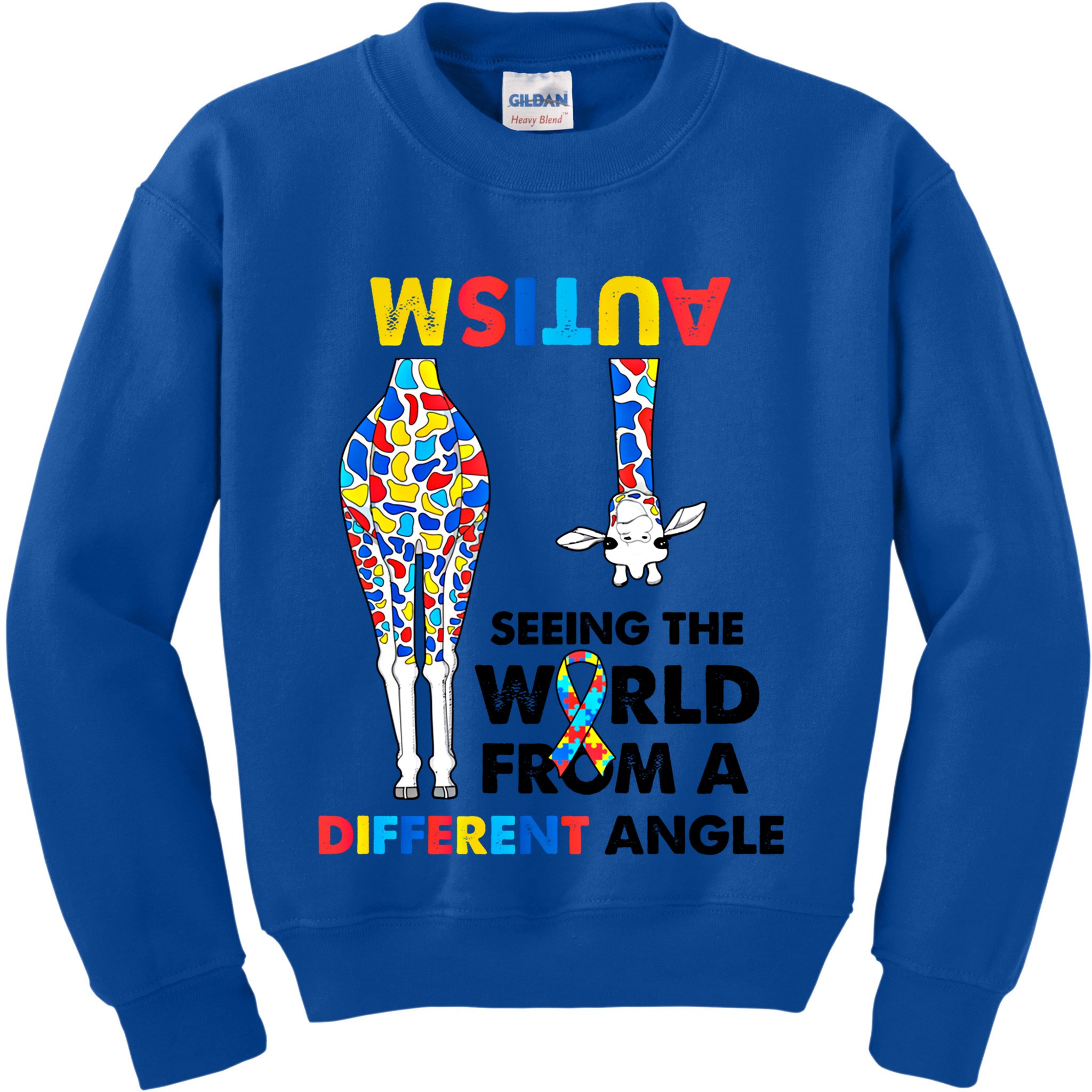 Giraffe Autism Seeing The World From A Different Angle Gift Kids Sweatshirt