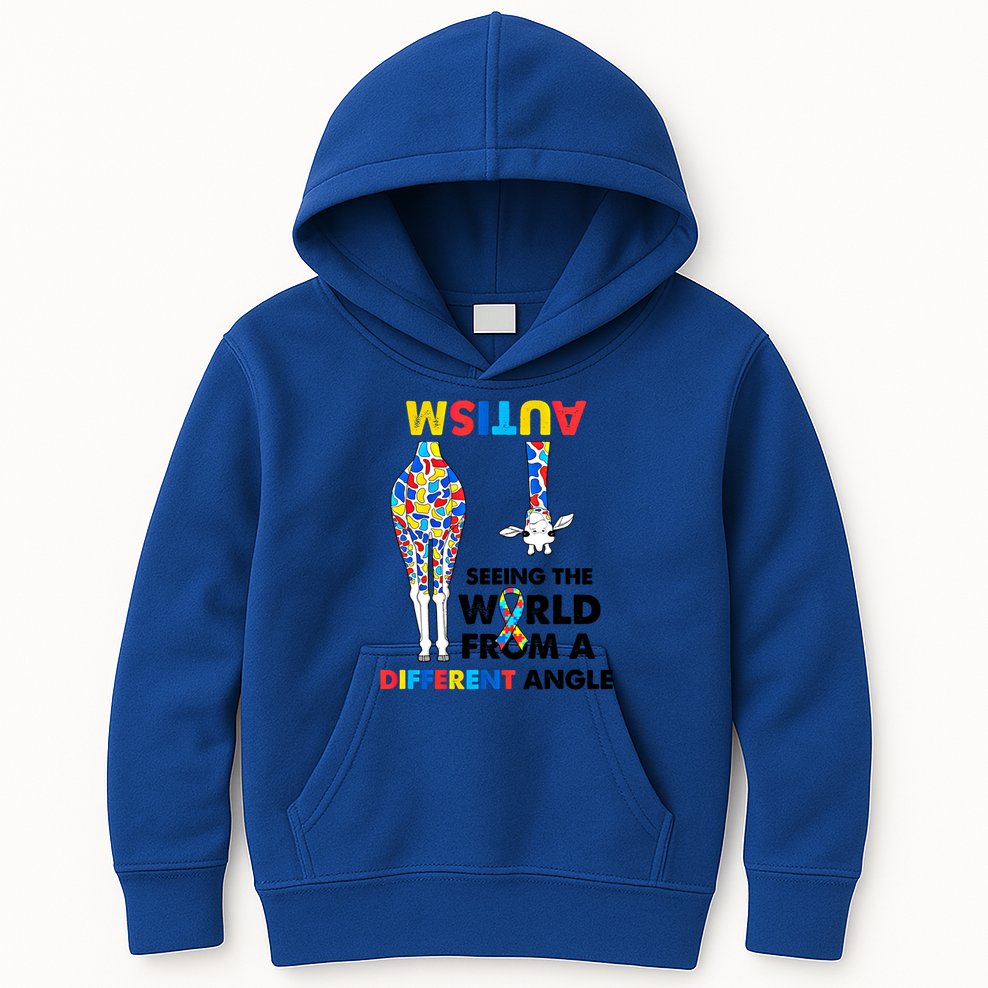 Giraffe Autism Seeing The World From A Different Angle Gift Kids Hoodie