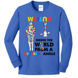 Giraffe Autism Seeing The World From A Different Angle Gift Kids Long Sleeve Shirt