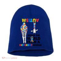 Giraffe Autism Seeing The World From A Different Angle Gift Short Acrylic Beanie