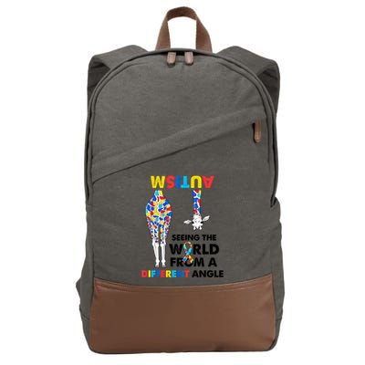 Giraffe Autism Seeing The World From A Different Angle Gift Cotton Canvas Backpack