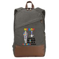 Giraffe Autism Seeing The World From A Different Angle Gift Cotton Canvas Backpack