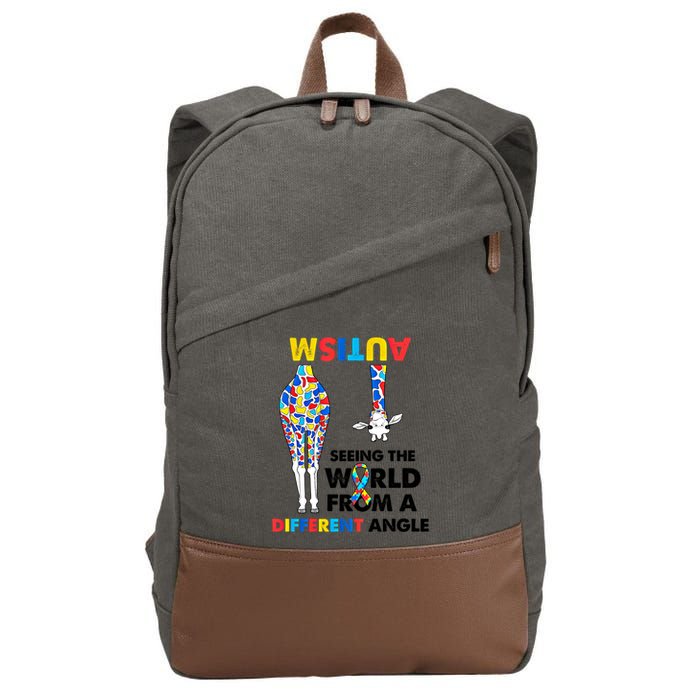 Giraffe Autism Seeing The World From A Different Angle Gift Cotton Canvas Backpack