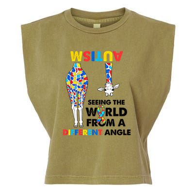 Giraffe Autism Seeing The World From A Different Angle Gift Garment-Dyed Women's Muscle Tee