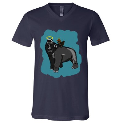 Gorilla And Squirrel V-Neck T-Shirt