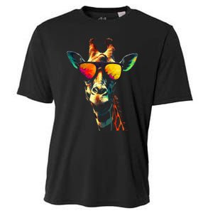 Giraffe Artwork Sunglasses Animal Cooling Performance Crew T-Shirt