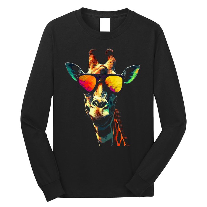 Giraffe Artwork Sunglasses Animal Long Sleeve Shirt