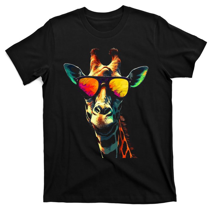 Giraffe Artwork Sunglasses Animal T-Shirt