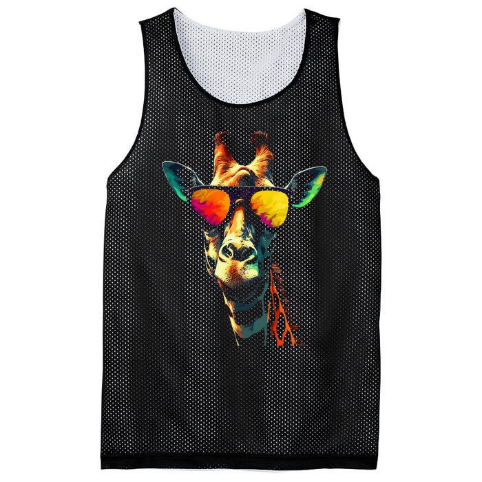 Giraffe Artwork Sunglasses Animal Mesh Reversible Basketball Jersey Tank