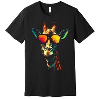 Giraffe Artwork Sunglasses Animal Premium T-Shirt