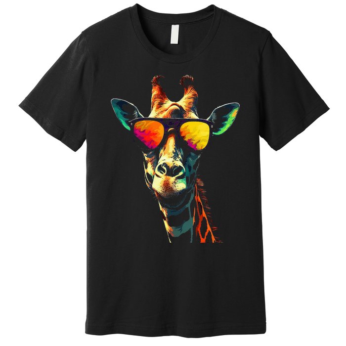 Giraffe Artwork Sunglasses Animal Premium T-Shirt