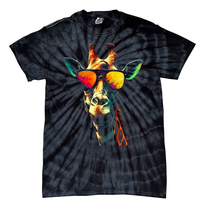 Giraffe Artwork Sunglasses Animal Tie-Dye T-Shirt