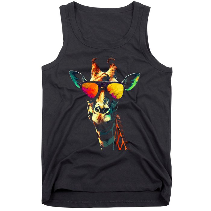 Giraffe Artwork Sunglasses Animal Tank Top