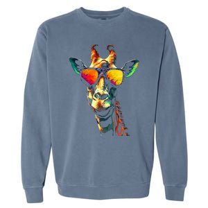 Giraffe Artwork Sunglasses Animal Garment-Dyed Sweatshirt