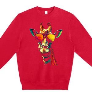 Giraffe Artwork Sunglasses Animal Premium Crewneck Sweatshirt