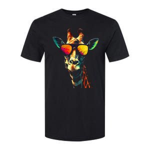 Giraffe Artwork Sunglasses Animal Softstyle CVC T-Shirt