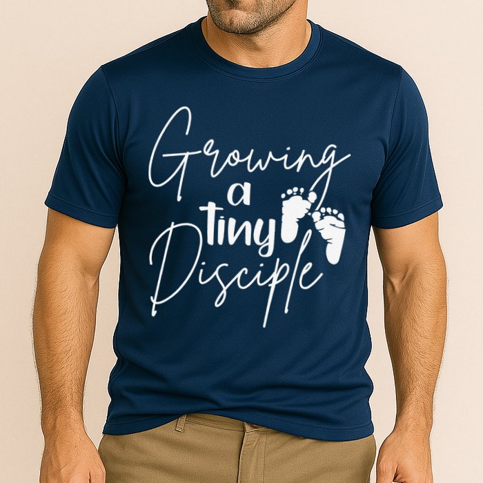 Growing A Tiny Disciple Christian Mom Pregnancy Cooling Performance Crew T-Shirt
